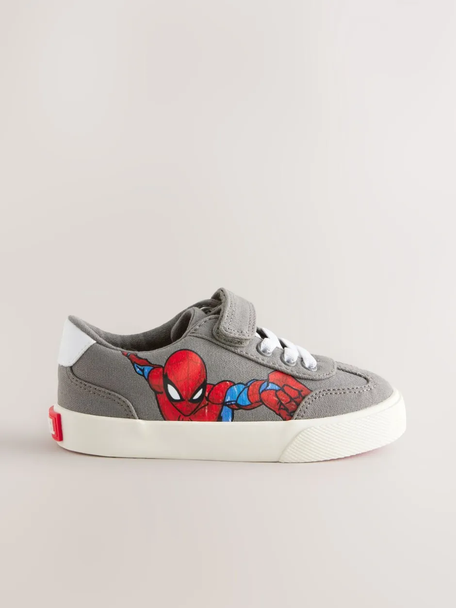 Eerste Schoentjes|Sneakers*Next Grijs - Sneakers met klittenbandsluiting, elastische veters en Spidermanprint