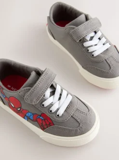 Eerste Schoentjes|Sneakers*Next Grijs - Sneakers met klittenbandsluiting, elastische veters en Spidermanprint