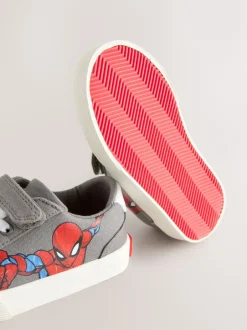 Eerste Schoentjes|Sneakers*Next Grijs - Sneakers met klittenbandsluiting, elastische veters en Spidermanprint