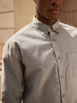 Formele Overhemden|Shirts*Next Grijs - Soft Touch Oxford Long Sleeve Shirt