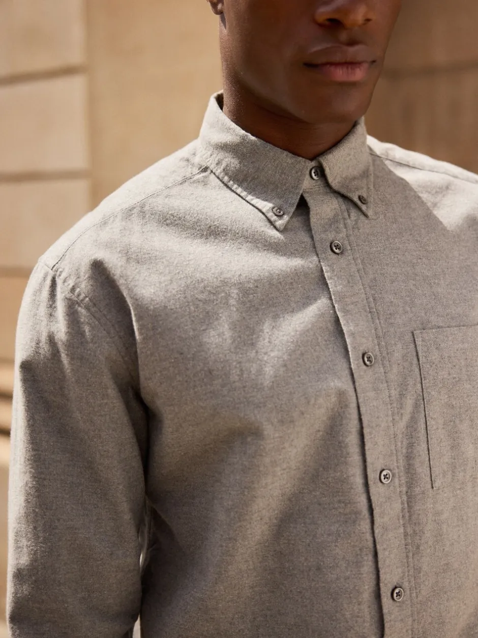 Formele Overhemden|Shirts*Next Grijs - Soft Touch Oxford Long Sleeve Shirt
