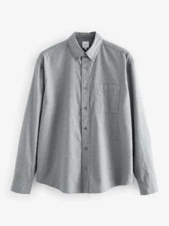 Formele Overhemden|Shirts*Next Grijs - Soft Touch Oxford Long Sleeve Shirt