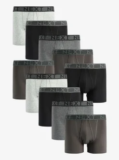 Ondergoed|Ondergoed*Next Grijs - Standaard - 10 Boxershorts zonder plooi