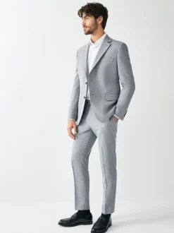 Blazers En Business-Jasjes|Pakken*Next - Strakke Pasvorm - Kostuum met textuur: colbert Grijs