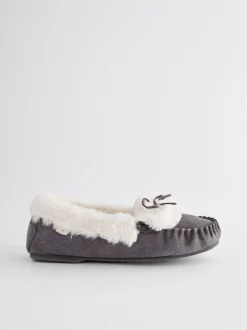 Pantoffels|Next Grijs - Suède moccasin-pantoffels