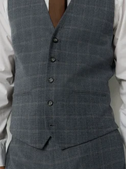 Vesten*Next Grijs - Tailored Fit Check Flannel Suit Waistcoat