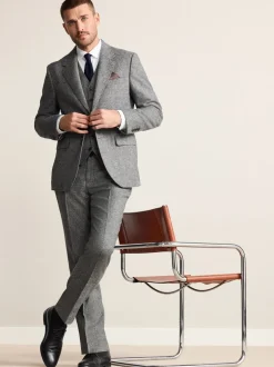 Blazers En Business-Jasjes|Pakken*Next - Tailored Fit Signature Abraham Moon 100% British Wool Donegal Suit Jacket Grijs
