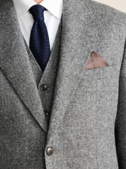 Blazers En Business-Jasjes|Pakken*Next - Tailored Fit Signature Abraham Moon 100% British Wool Donegal Suit Jacket Grijs