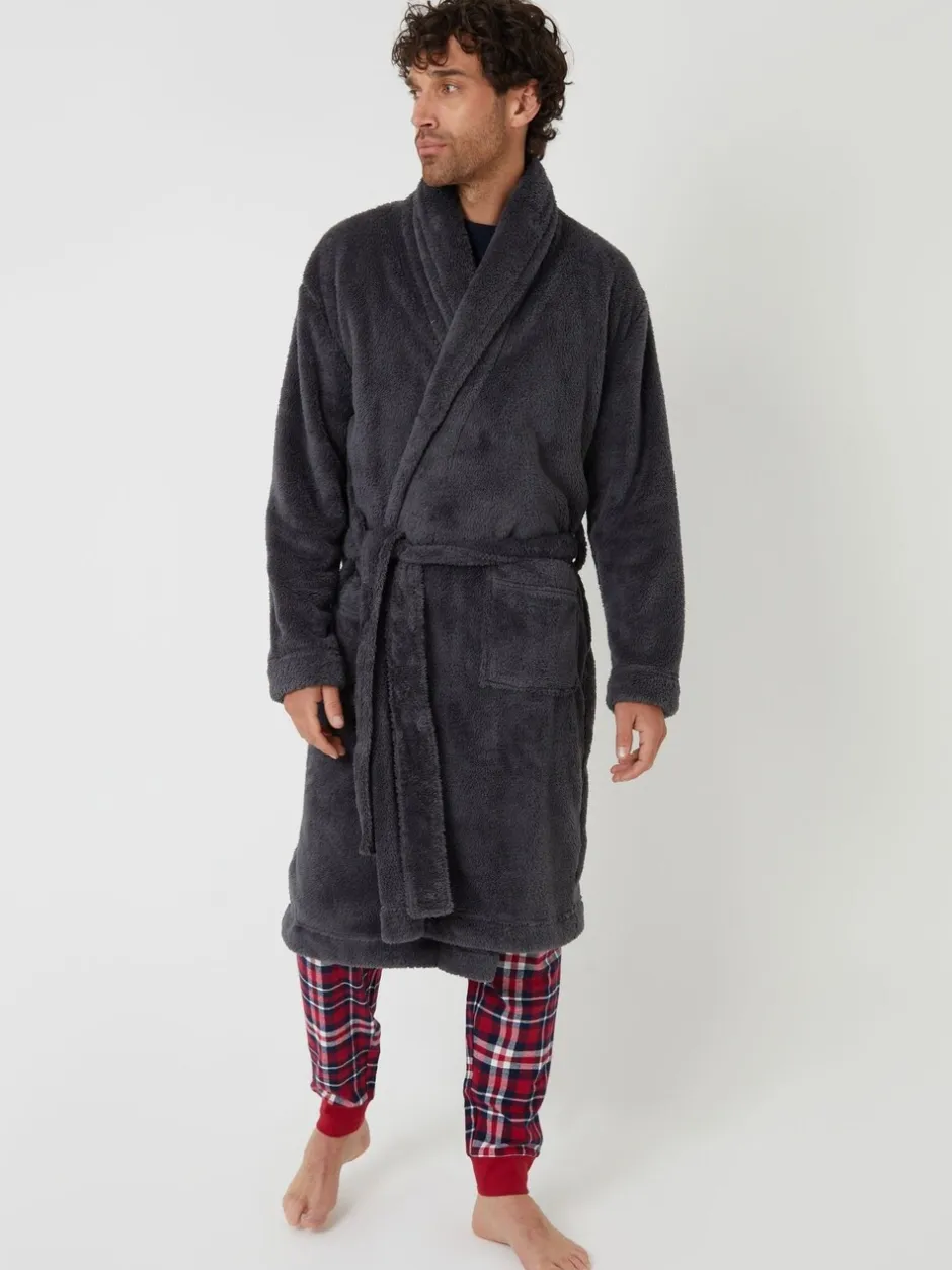 Kamerjassen En Badjassen|Threadbare - Cosy Borg Dressing Gown Grijs