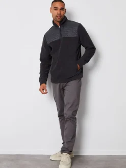 Sweaters En Hoody´S|Sweaters En Hoody´S*Threadbare - doorgestikt fleece sweatshirt met kwartrits Grijs