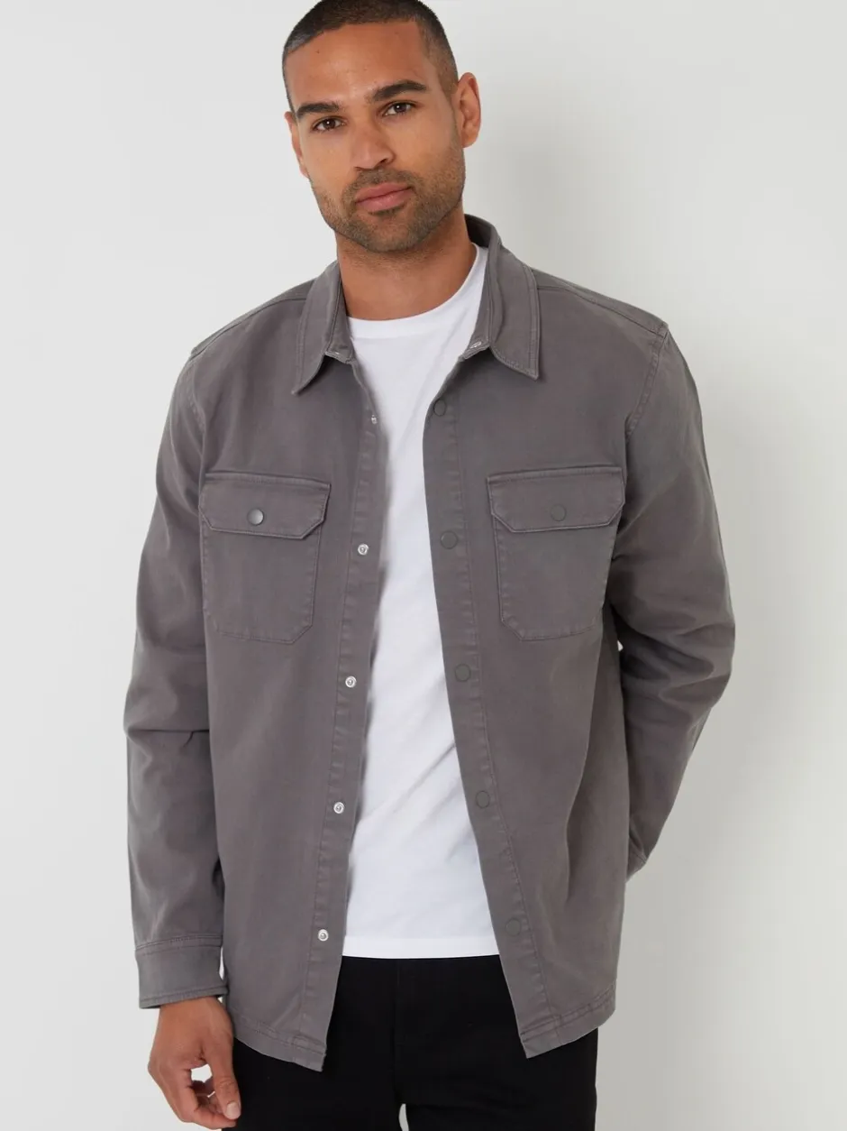 Blazers En Business-Jasjes|Threadbare - Snap Fastening Shacket Grijs
