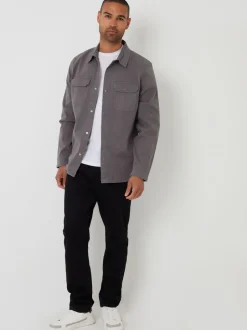 Blazers En Business-Jasjes|Threadbare - Snap Fastening Shacket Grijs