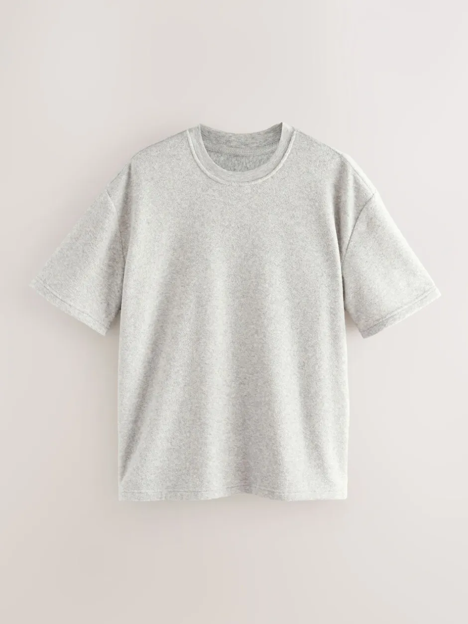 Pyjama's|Next - Towelling Short Sleeve Pyjamas Set Grijs