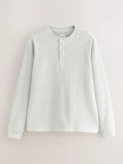 T-Shirts En Hemden*Next - T-shirt met henleyhals en lange mouwen Grijs