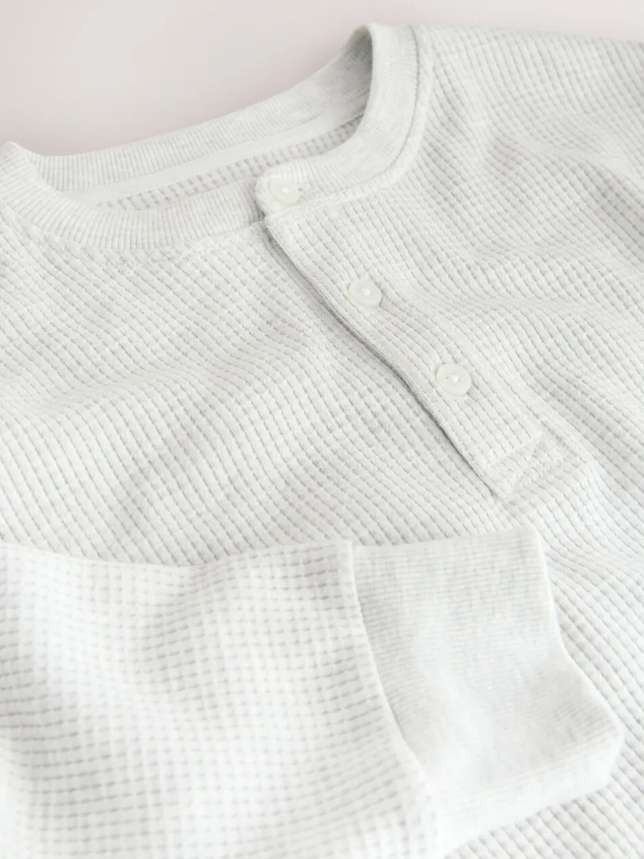 T-Shirts En Hemden*Next - T-shirt met henleyhals en lange mouwen Grijs