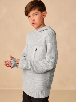 Truien En Breisels|Sweaters En Hoody´S*Next Grijs - Utility gebreide hoodie (3-16jr)