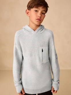 Truien En Breisels|Sweaters En Hoody´S*Next Grijs - Utility gebreide hoodie (3-16jr)