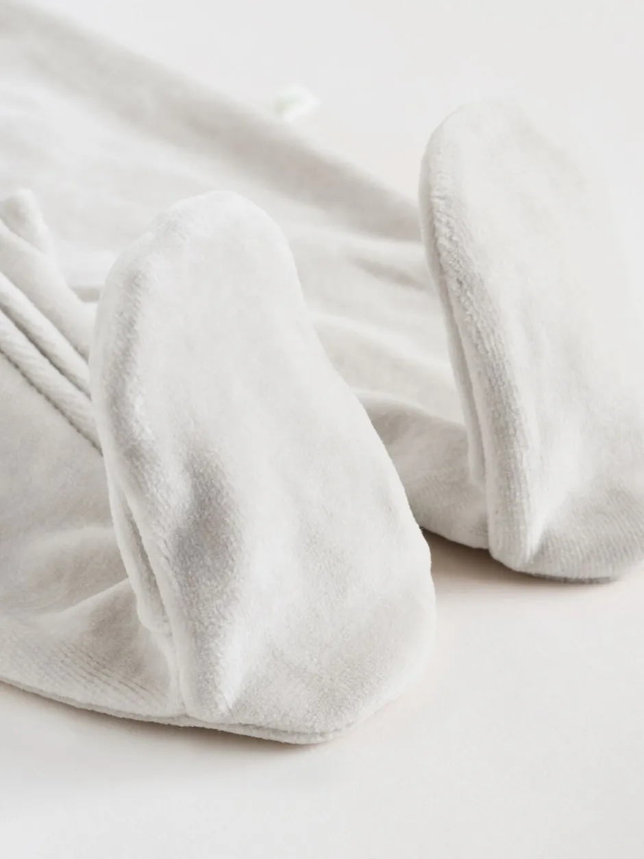 Babypakjes En Babypyjama's*Next Grijs - Velour Two Way Zip Baby Sleepsuits 2 Pack (0-2yrs)