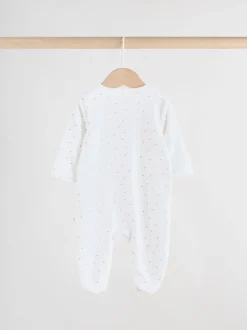 Babypakjes En Babypyjama's*Next Grijs - Velour Two Way Zip Baby Sleepsuits 2 Pack (0-2yrs)