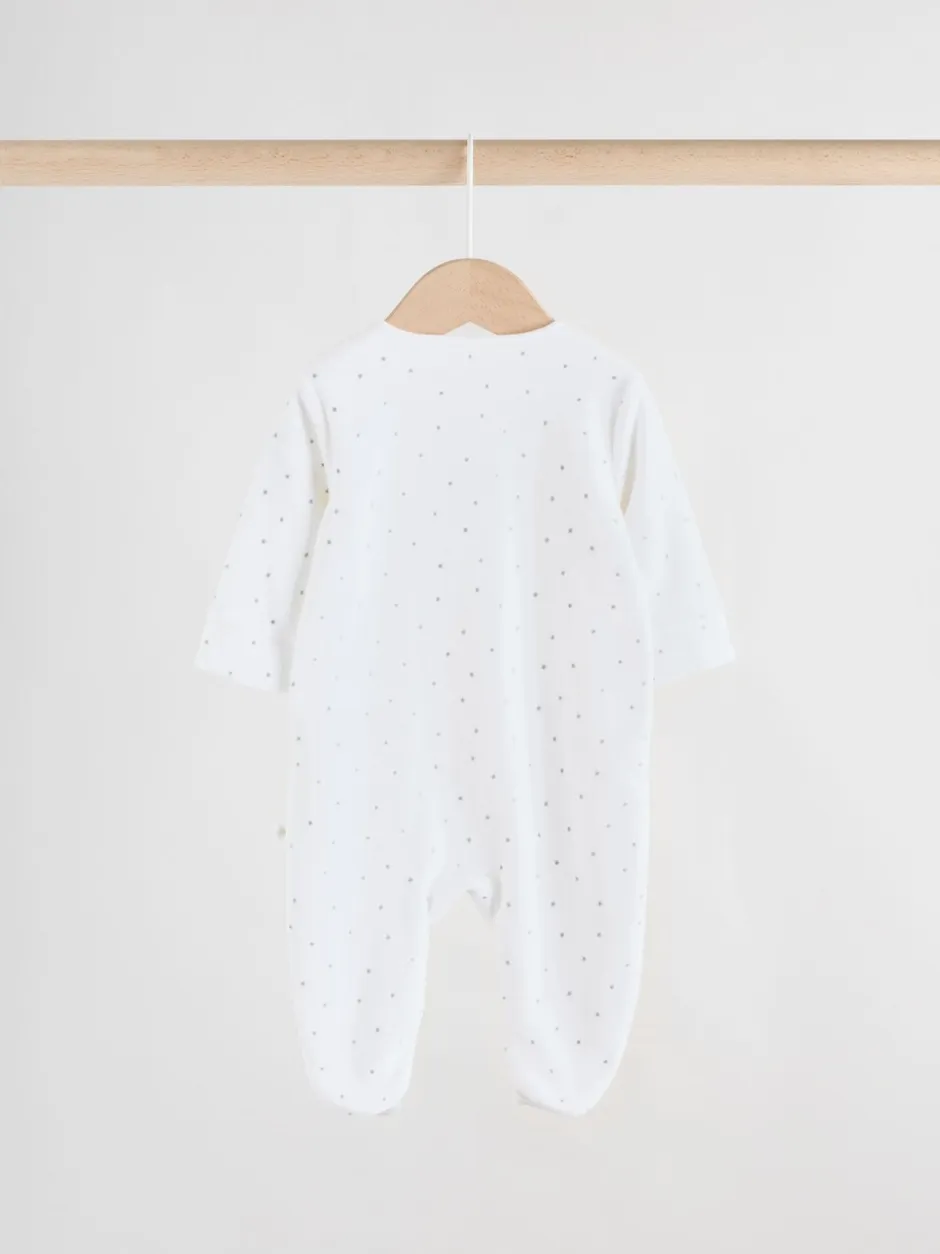 Babypakjes En Babypyjama's*Next Grijs - Velour Two Way Zip Baby Sleepsuits 2 Pack (0-2yrs)
