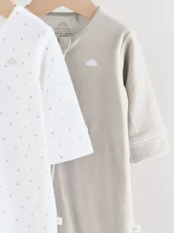 Babypakjes En Babypyjama's*Next Grijs - Velour Two Way Zip Baby Sleepsuits 2 Pack (0-2yrs)