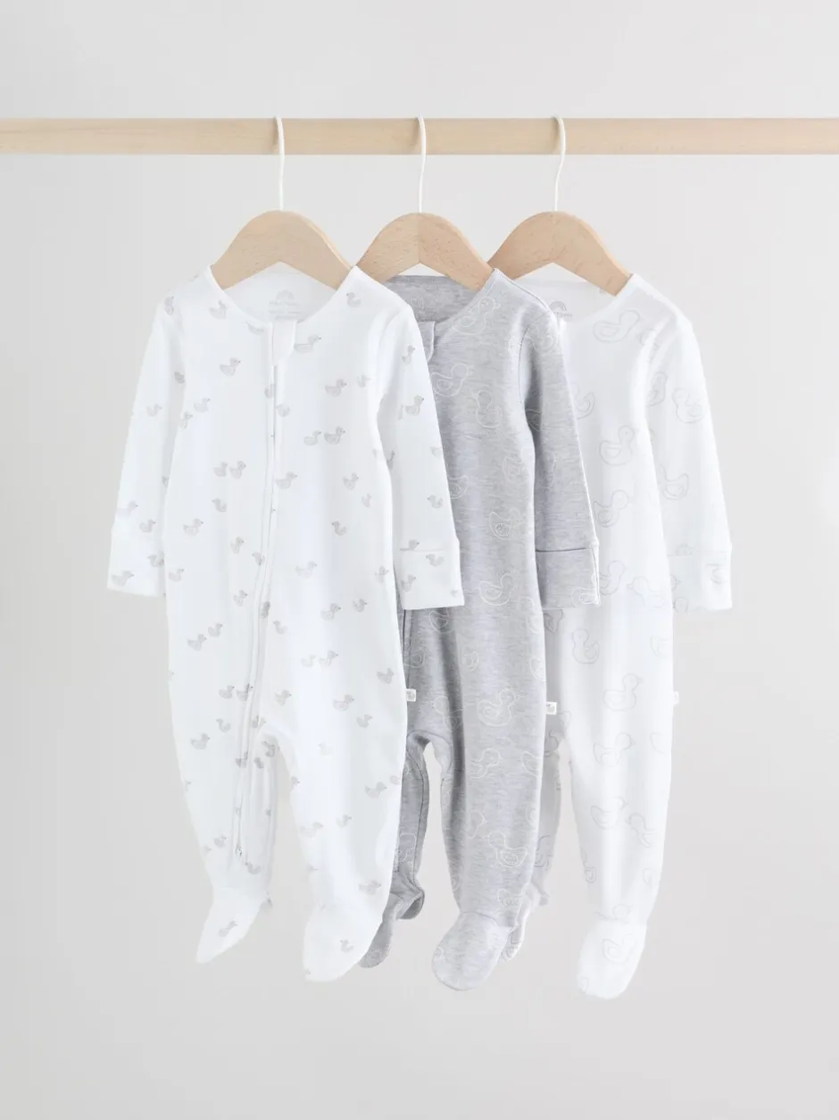 Babypakjes En Babypyjama's|Next Grijs - Verpakking van 3 babypyjama's met tweewegrits (0-2jr)