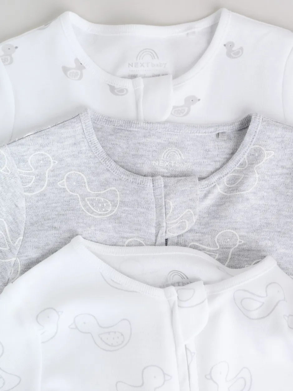 Babypakjes En Babypyjama's|Next Grijs - Verpakking van 3 babypyjama's met tweewegrits (0-2jr)