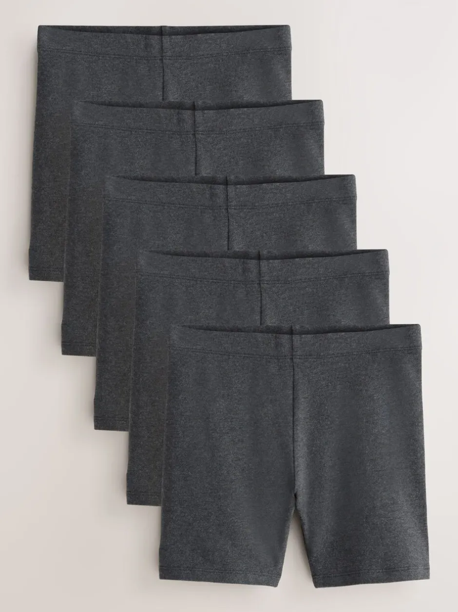 Shorts En Rokken|Next - Verpakking van 5 stretchy fietsshorts met hoog katoengehalte (3-16jr) Grijs