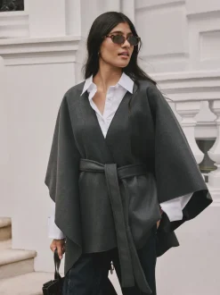 Jassen En Jacks*Next - Wrap Front Cape Poncho Grijs