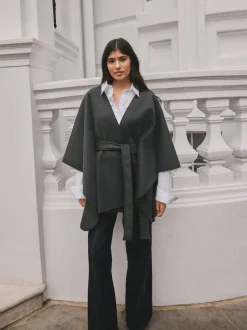 Jassen En Jacks*Next - Wrap Front Cape Poncho Grijs