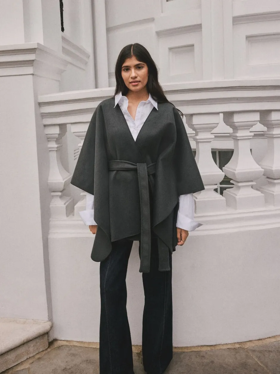 Jassen En Jacks*Next - Wrap Front Cape Poncho Grijs