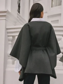 Jassen En Jacks*Next - Wrap Front Cape Poncho Grijs