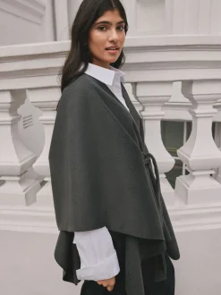 Jassen En Jacks*Next - Wrap Front Cape Poncho Grijs