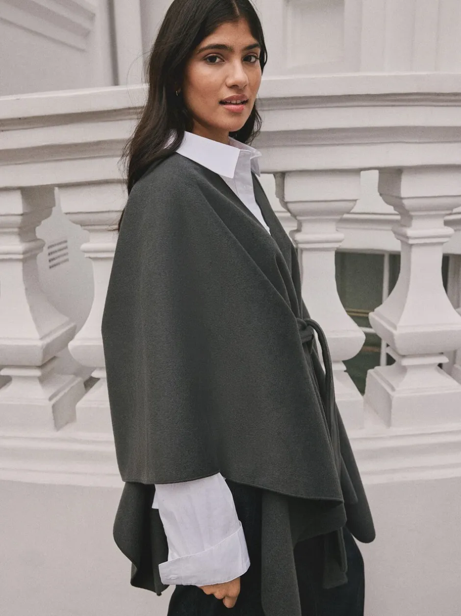 Jassen En Jacks*Next - Wrap Front Cape Poncho Grijs