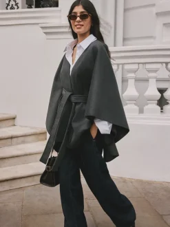 Jassen En Jacks*Next - Wrap Front Cape Poncho Grijs
