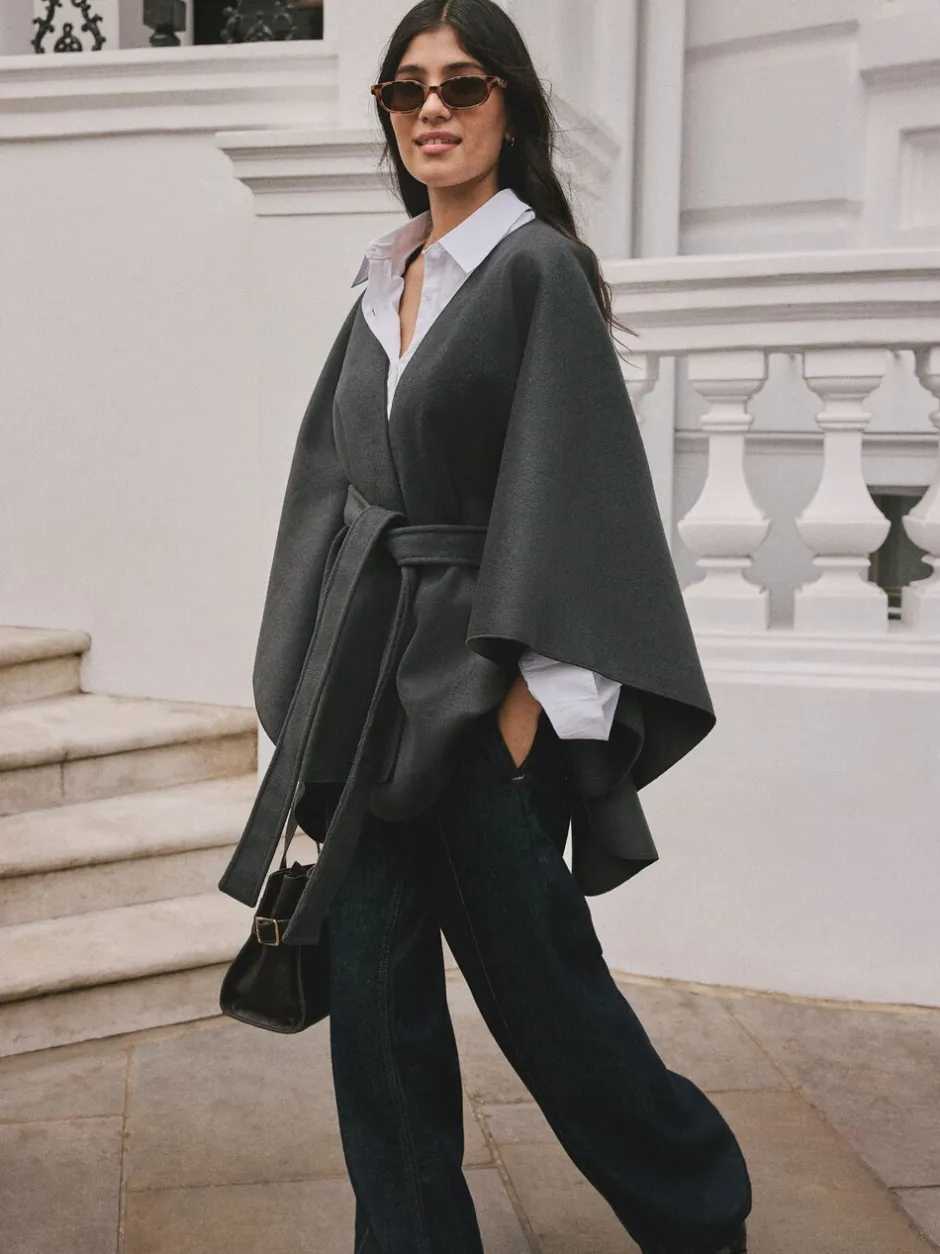 Jassen En Jacks*Next - Wrap Front Cape Poncho Grijs