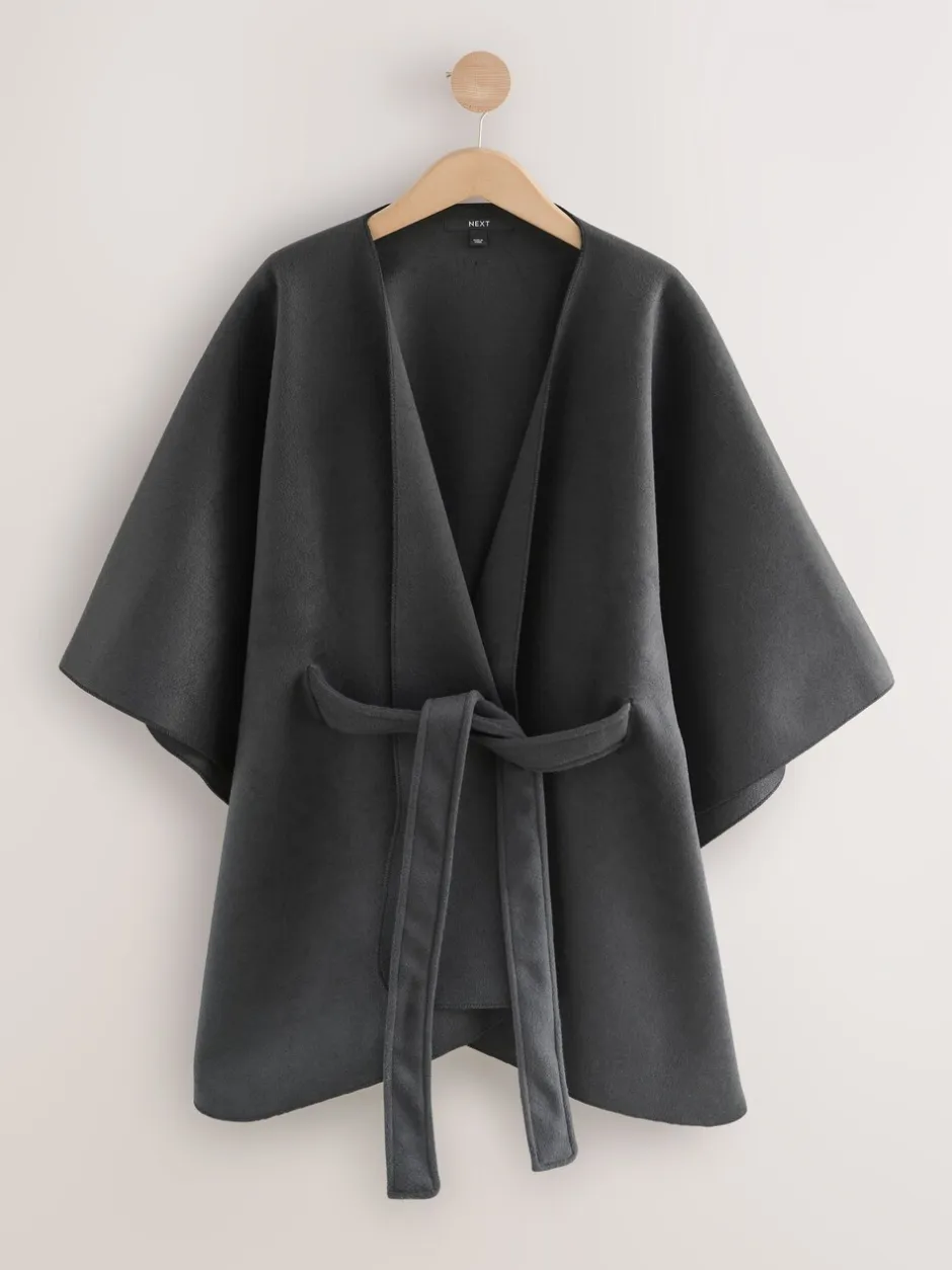 Jassen En Jacks*Next - Wrap Front Cape Poncho Grijs