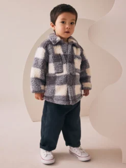 Jassen, Jacks En Kinderwagenpakjes|Jassen En Jacks*Next - Fleece shacket van borg (3 mnd - 7 jr) Grijs dambordpatroon