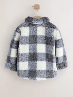 Jassen, Jacks En Kinderwagenpakjes|Jassen En Jacks*Next - Fleece shacket van borg (3 mnd - 7 jr) Grijs dambordpatroon