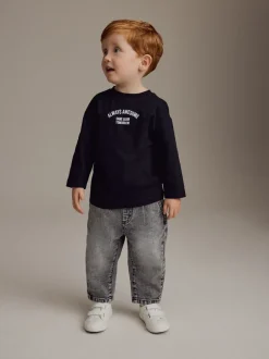 Jeans En Joggingbroeken|Jeans|Next Grijs denim - Jeans met geplooide voorkant (3mnd-7jr)