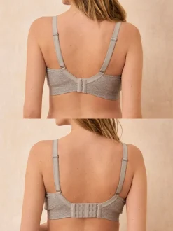 Beha's|Loungewear*Seraphine - Bamboo Soft Seamless Maternity & Nursing Bra 2 Pack Grijs en poederroze