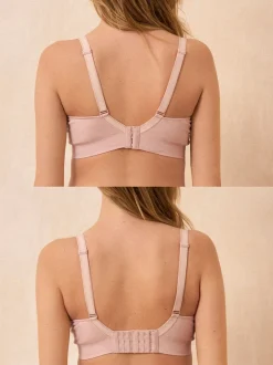 Beha's|Loungewear*Seraphine - Bamboo Soft Seamless Maternity & Nursing Bra 2 Pack Grijs en poederroze