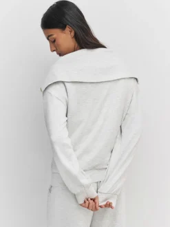 Hoody's En Sweatshirts*Next - Half Zip Jersey Sweatshirt Grijs gemêleerd