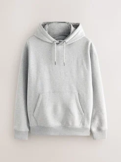 Sweaters En Hoody´S|Sweaters En Hoody´S|Next Grijs gemêleerd - Normale Pasvorm - Zwaargewicht Cotton Rich Jersey Hoodie