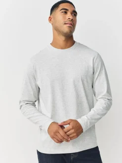 T-Shirts En Hemden*Next Grijs gemêleerd - Normale Pasvorm - T-shirt met lange mouwen en ronde hals