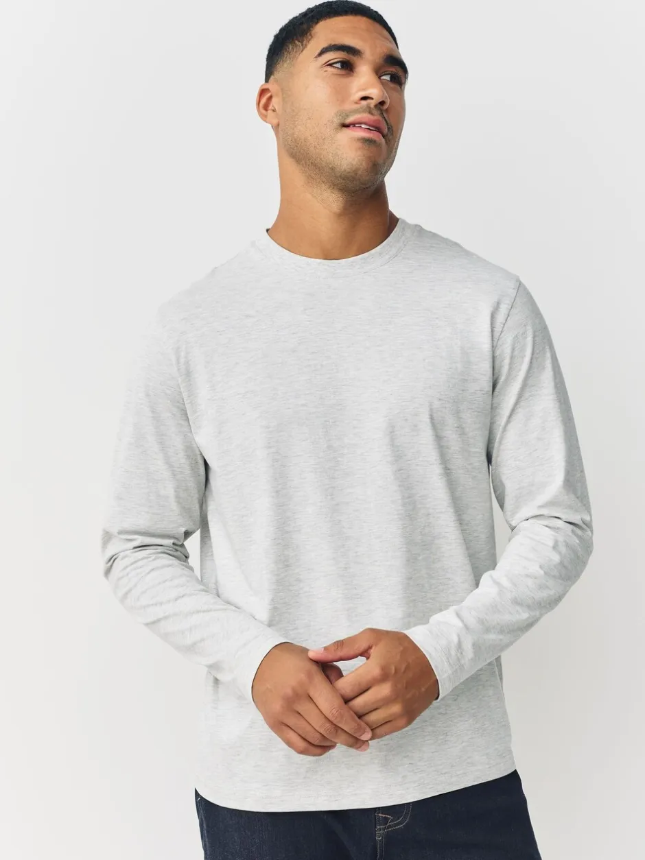 T-Shirts En Hemden*Next Grijs gemêleerd - Normale Pasvorm - T-shirt met lange mouwen en ronde hals