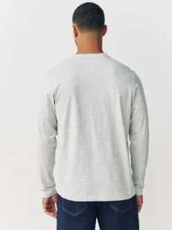T-Shirts En Hemden*Next Grijs gemêleerd - Normale Pasvorm - T-shirt met lange mouwen en ronde hals