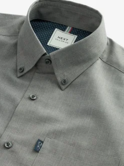 Formele Overhemden|Shirts|Next Grijs gemêleerd - Normale Pasvorm - Gemakkelijk te strijken Oxford overhemd met doorlopende knopen