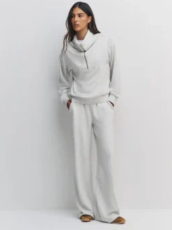 Loungewear|Leggings En Joggingbroeken*Next - Premium jersey joggingbroek met wijde pijpen Grijs gemêleerd
