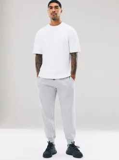Joggingbroeken|Next - Slim Fit - Slim Fit Brushback Heavyweight Joggers Grijs gemêleerd